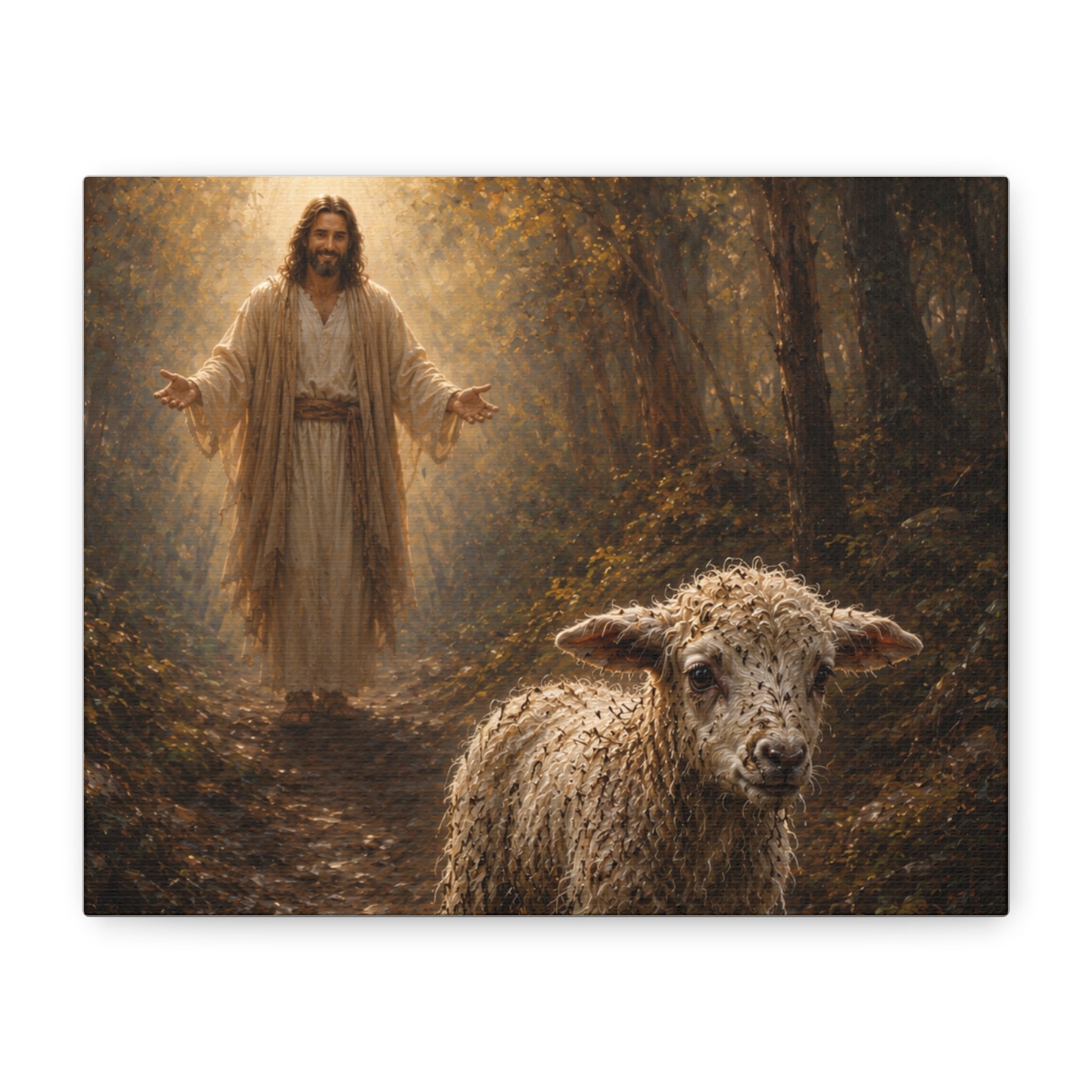 Jesus and the Lamb Matte Canvas Wall Art