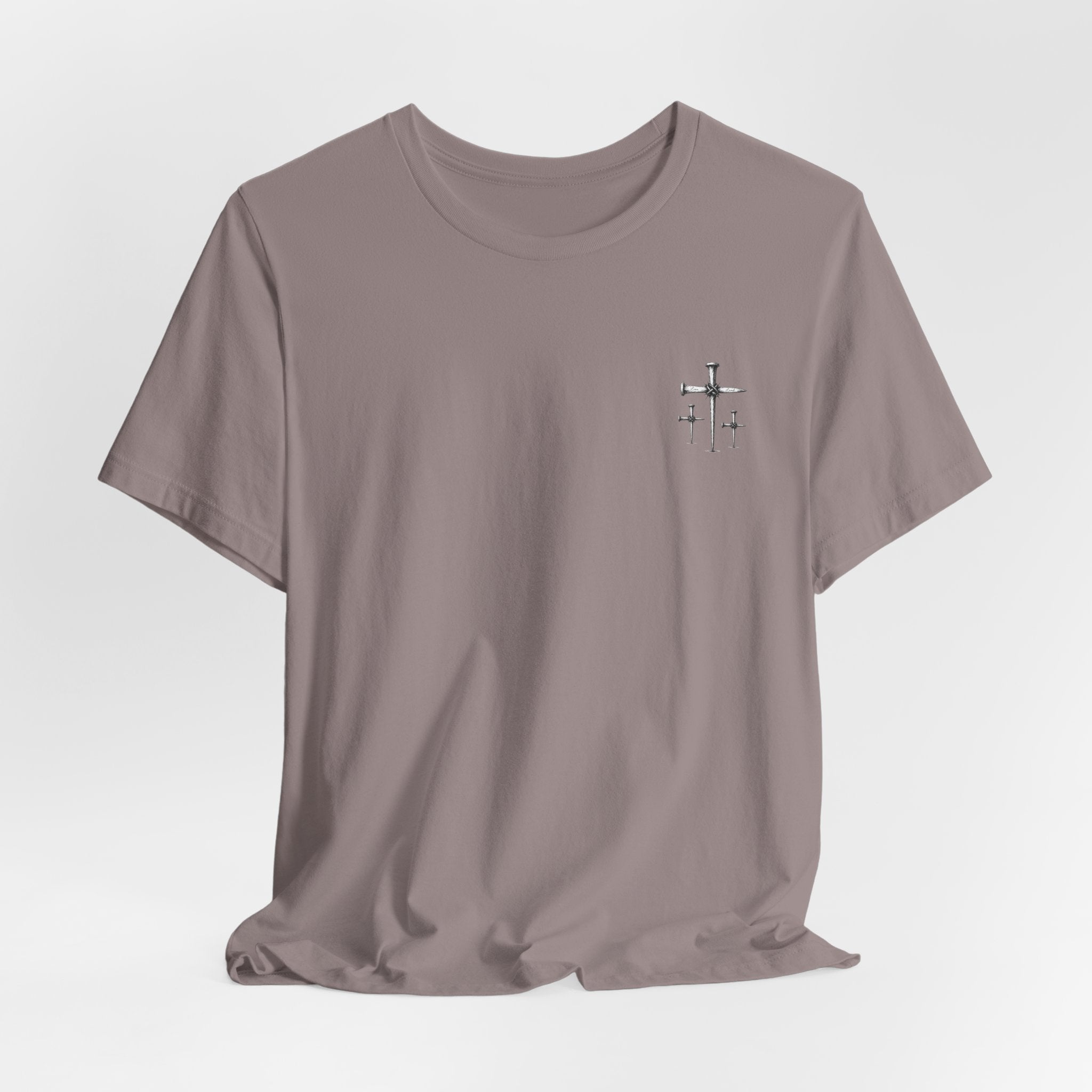 Minimal Cross Chest Tee — Small Cross Graphic T‑Shirt