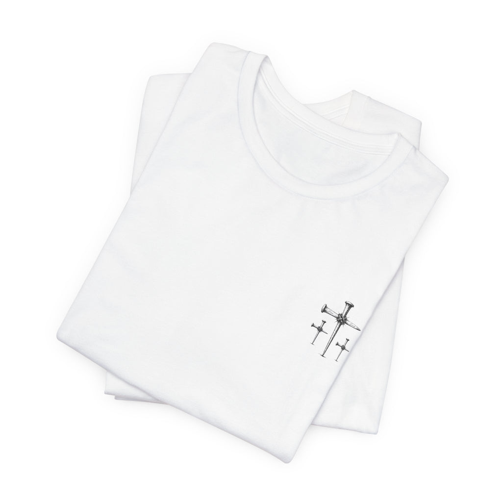 Minimal Cross Chest Tee — Small Cross Graphic T‑Shirt