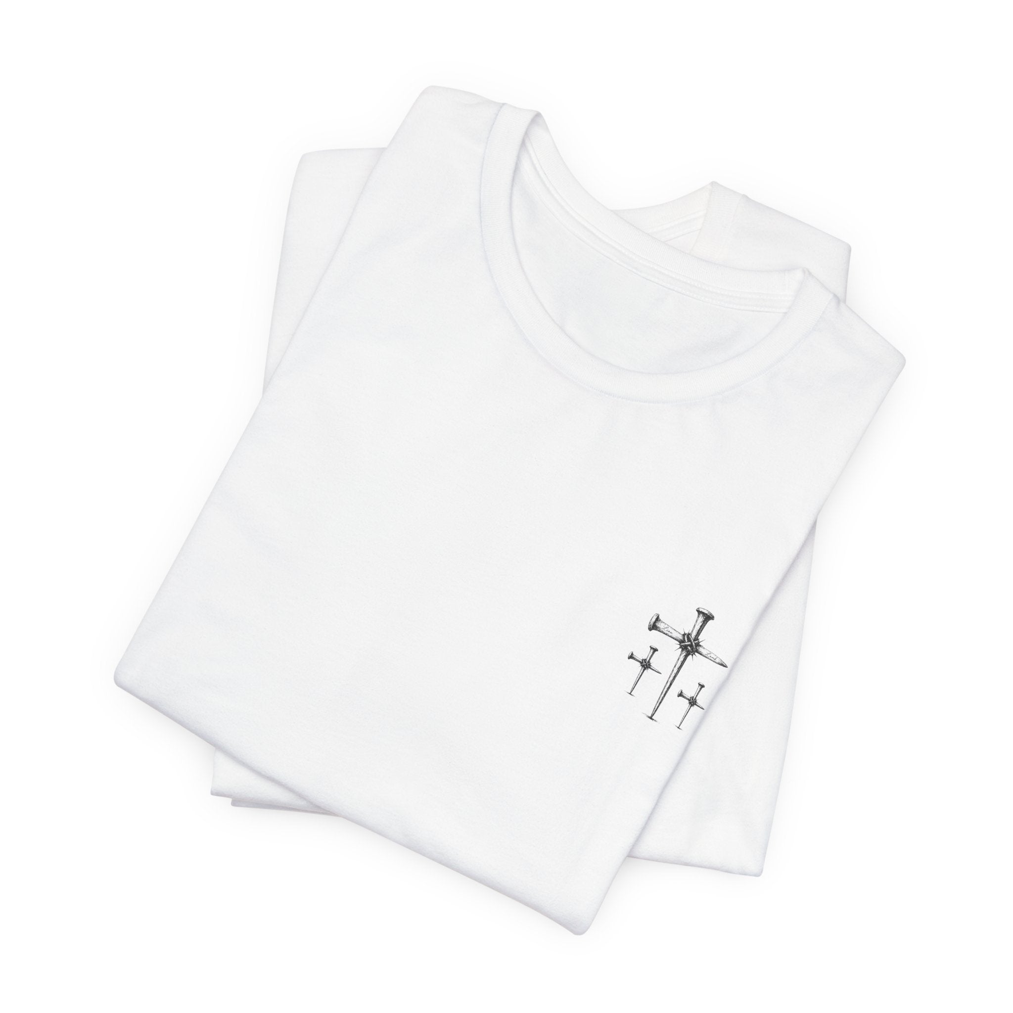 Minimal Cross Chest Tee — Small Cross Graphic T‑Shirt