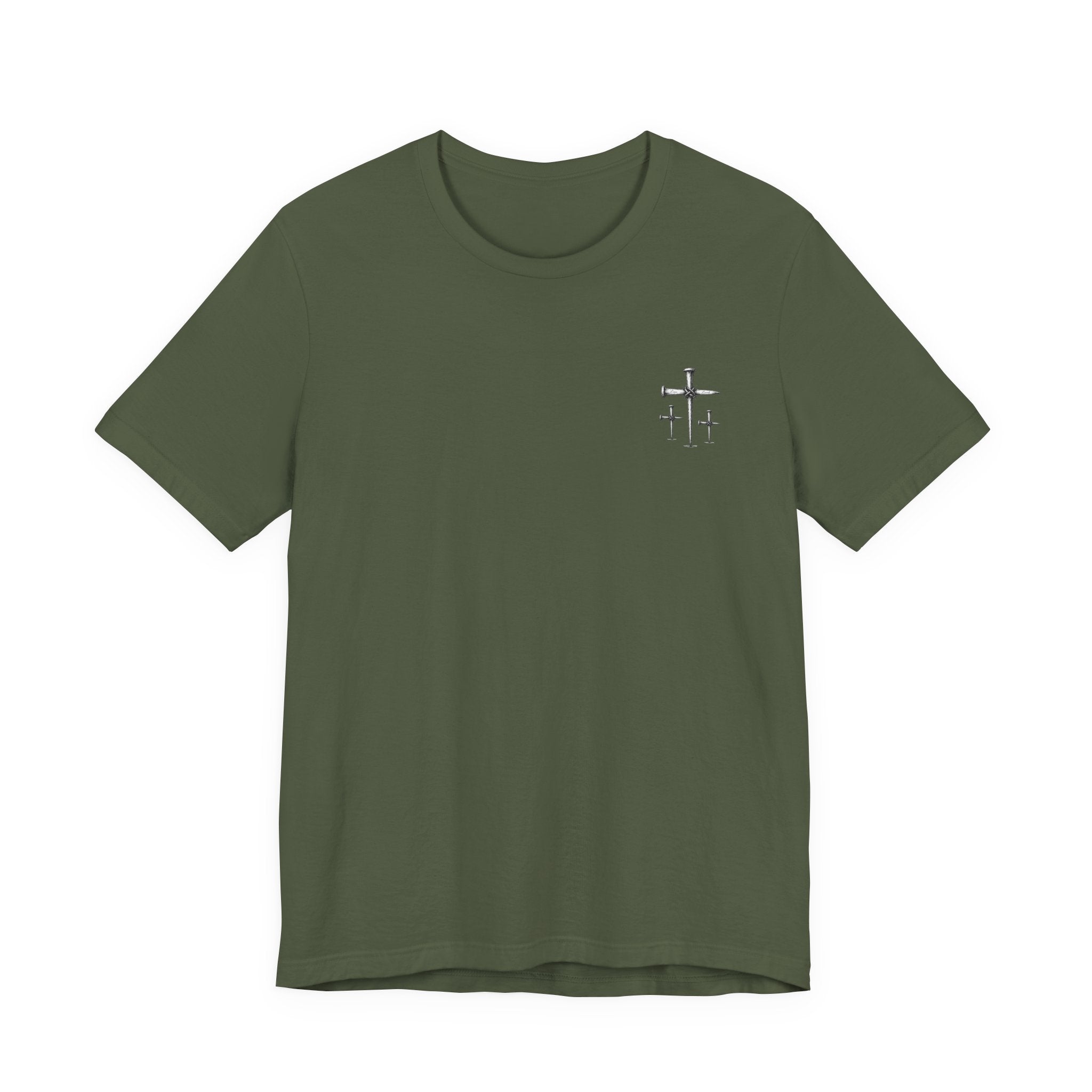 Minimal Cross Chest Tee — Small Cross Graphic T‑Shirt