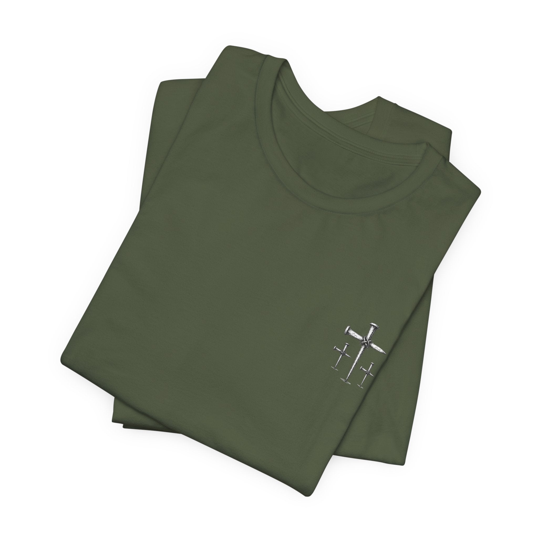 Minimal Cross Chest Tee — Small Cross Graphic T‑Shirt